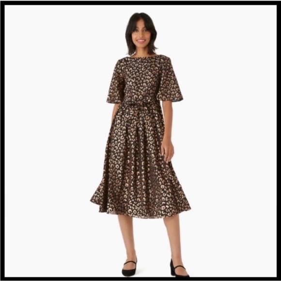 kate spade Dresses & Skirts - Kate Spade Black and Brown leopard print Midi Dress